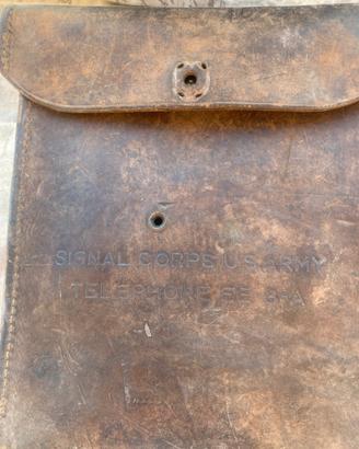 Antica Borsa Cuoio Militare US Army Signal Corps T