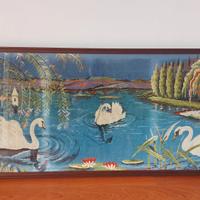 QUADRO CON ARAZZO IN LANA – PAESAGGIO LACUSTRE