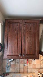 Mobile pensile rustico in legno con scolapiatti