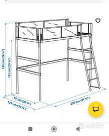 letto soppalcato Ikea 1 piazza Vitval 