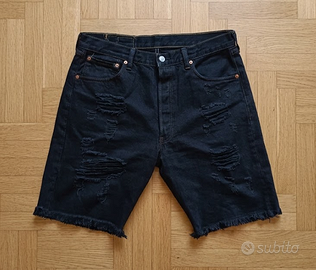 Short Levi's 501 neri W36 custom ripped / Bermuda 