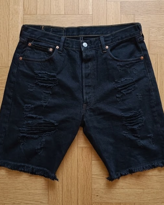 Short Levi's 501 neri W36 custom ripped / Bermuda 