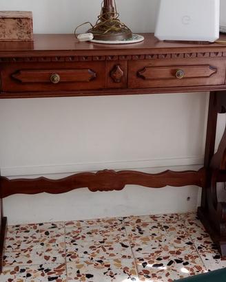 scrivania mignon legno massello 99 x 32  h 80 cm