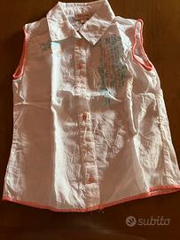Camicia senza maniche bimba effetto stropicciato