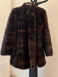 Pelliccia vintage in vero visone marrone scuro