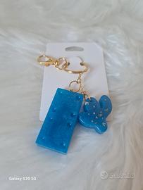 Portachiavi tessera domino con charm