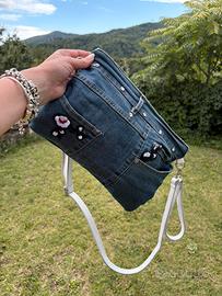 Borsa fatta con pantaloni jeans - maniglie pelle