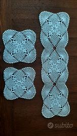 Set tre centri in cotone bianco 