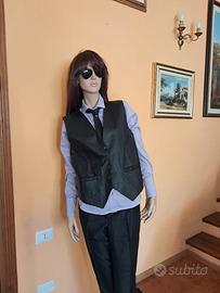 Gilet in pelle da donna, colore nero 