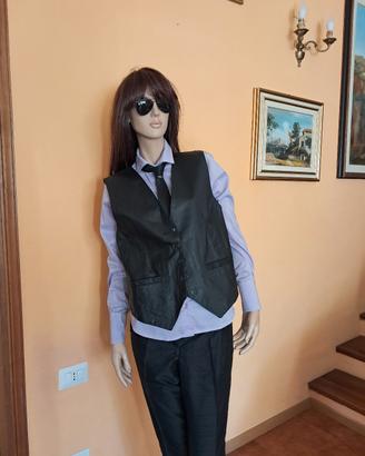 Gilet in pelle da donna, colore nero 