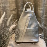Borsa zaino con zip argento