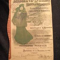 Spagna rarissimo certificato azionario d'epoca.