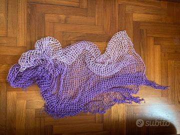 Pareo a rete di pescatore sfumature lilla e viola,