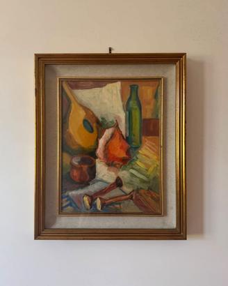Dipinto Olio Su Tela Composizione Astratta Quadro 