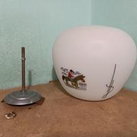 Raro Lampadario Anni 50 Stilnovo Vetro Opalino
