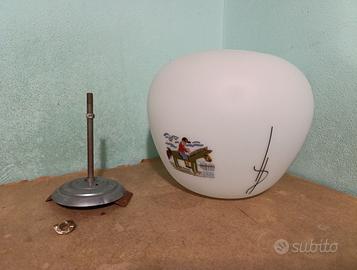 Raro Lampadario Anni 50 Stilnovo Vetro Opalino