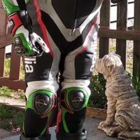 Tuta da moto integrale con scritte Aprilia