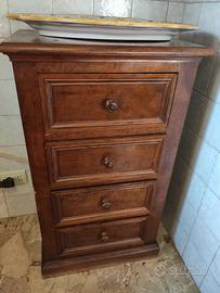 Cassettiere in legno 4 cassetti stile arte povera