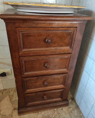 Cassettiere in legno 4 cassetti stile arte povera