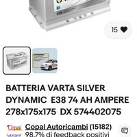 Batteria auto varta 12v 74 ah 750a
