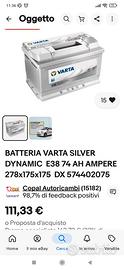 Batteria auto varta 12v 74 ah 750a