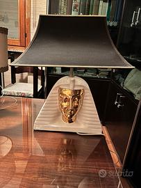 Lampada da tavolo vintage in ceramica con paralume