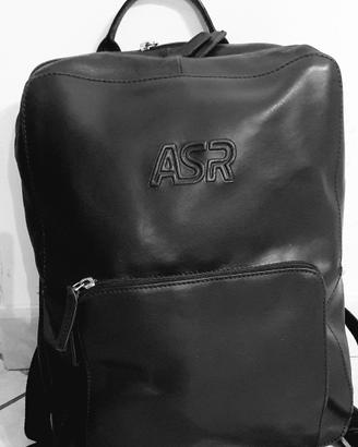 Zaino porta PC in pelle nero AS Roma