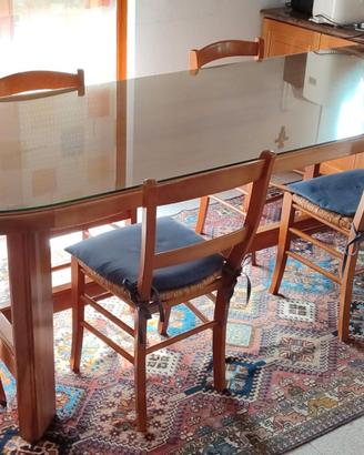 Tavolo da pranzo, legno e cristallo Made in Italy