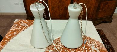 coppia lampadari vetro opalino anni 60/70