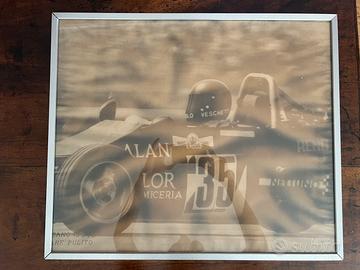 Quadro con Foto d'Epoca Auto da Corsa con Cornice