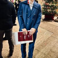 Completo uomo Lanieri abito blu 1500€ lana cashmer