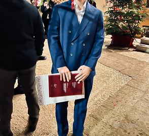 Completo uomo Lanieri abito blu 1500€ lana cashmer