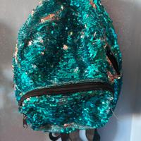 Zaino paillettes argento e azzurro