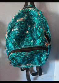 Zaino paillettes argento e azzurro