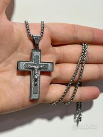 Collana Maglia Veneziana e Croce di Gesù - Argento