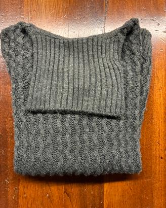 Maglione dolcevita grigio a trecce uomo
