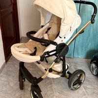 Passeggino trio Junama in pelle bianco
