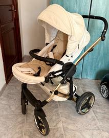 Passeggino trio Junama in pelle bianco