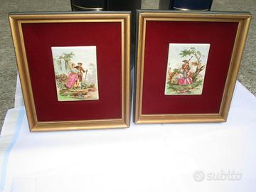 2 quadri di porcellana dipinti a mano firmati Fela