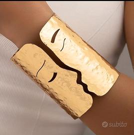 Bracciale donna a fascia regolabile acciaio oro 