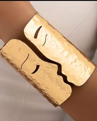 Bracciale donna a fascia regolabile acciaio oro 