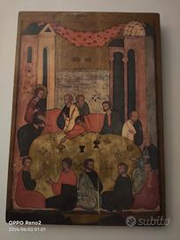 Quadro Icona legno Ultima Cena vintage  arte sacra
