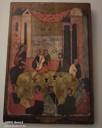 Quadro Icona legno Ultima Cena vintage  arte sacra