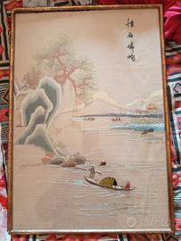 quadri cinesi ricamati su seta