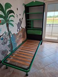 letto singolo con libreria 