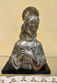 Statua del busto della Madonna argentato