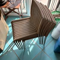 Set di 6 sedie in corda (struttura in metallo)