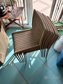 Set di 6 sedie in corda (struttura in metallo)