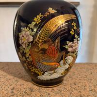 Vaso ceramica cinese con decorazione in oro