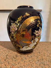 Vaso ceramica cinese con decorazione in oro